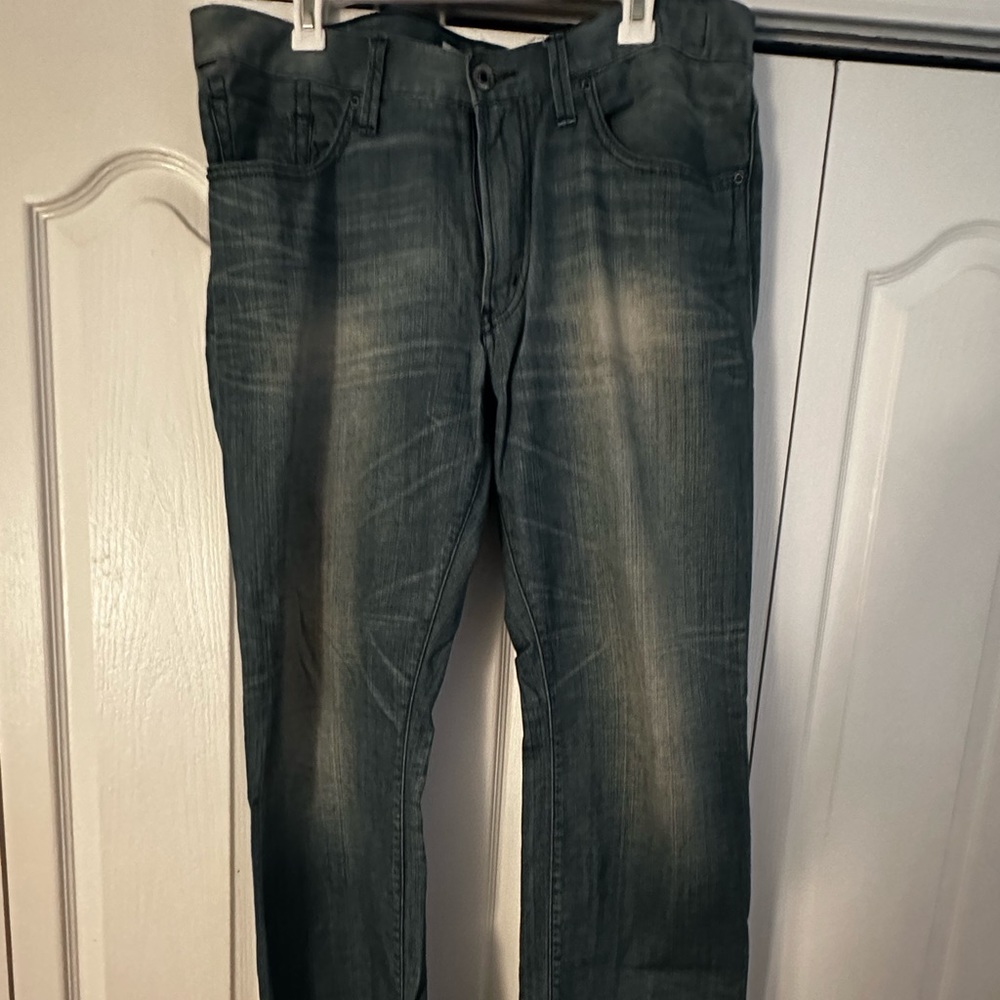Men’s Express Blue Washed Jeans 👖- Rocco Slim Fit Straight Leg 36 x 32